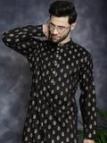 ANOUK Men Printed Straight Kurta (Black)