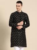 ANOUK Men Printed Straight Kurta (Black)