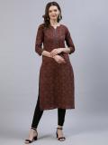 Nayo Women Printed Straight Kurta (Maroon)