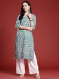 ANOUK Women Printed Straight Kurta (Grey)