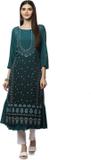 BIBA Women Printed Straight Kurta (Blue)