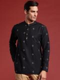 ANOUK Men Woven Design Straight Kurta (Black)