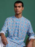 Sangria Men Embroidered Straight Kurta (Blue)
