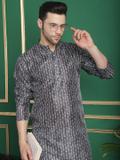 ANOUK Men Printed Straight Kurta (Black)