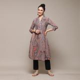 BIBA Women Printed Straight Kurta (Brown)