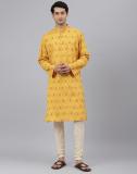 Fabindia Men Solid Straight Kurta (Yellow)