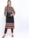 Vishudh Women Printed Straight Kurta (Multicolor)