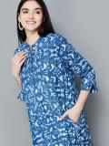 MELANGE Women Printed A-line Kurta (Blue)