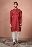 MANYAVAR Men Printed Straight Kurta (Maroon)