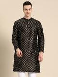 ANOUK Men Printed Straight Kurta (Black)