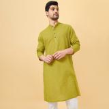 Indus Route by Pantaloons Men Solid Straight Kurta (Brown)