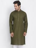 VASTRAMAY Men Solid Straight Kurta (Green)