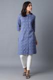 W Women Ikat Straight Kurta (Blue)