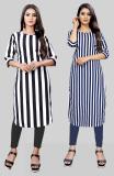 Modli 20 Fashion Women Striped Straight Kurta (Multicolor)