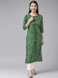 Sangria Women Printed Straight Kurta (Green)