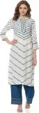 RANGRITI Women Printed Straight Kurta (White)