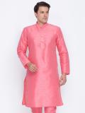 VASTRAMAY Men Solid Straight Kurta (Pink)