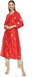 BIBA Women Printed Straight Kurta (Red, Gold)