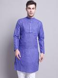 Jompers Men Solid Straight Kurta (Blue)