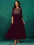 Sangria Women Embroidered Anarkali Kurta (Purple)