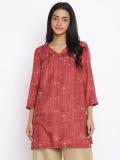 Fabindia Women Printed Straight Kurta (Maroon)