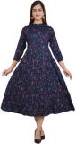 SHREE SHYAM FASHION Women Printed Flared Kurta (Blue)