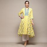 BIBA Women Printed A-line Kurta (Blue)