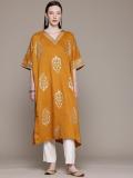 Moda Rapido Women Printed Straight Kurta (Yellow)