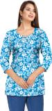 SALMAN Women Printed Straight Kurta (Blue, White)