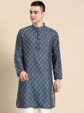 ANOUK Men Printed Straight Kurta (Blue)