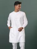 VASTRAMAY Men Solid Straight Kurta (White)