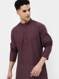 Melange by Lifestyle Men Striped Straight Kurta (Purple)