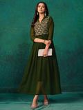 Sangria Women Embroidered Anarkali Kurta (Green)