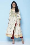 BIBA Women Printed A-line Kurta (White)