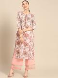 Sangria Women Printed Straight Kurta (White)