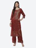 BIBA Women Printed Straight Kurta (Maroon)