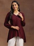 LIBAS Women Woven Design A-line Kurta (Maroon)