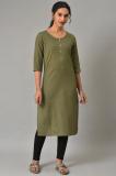 Aurelia Women Solid Straight Kurta (Green)