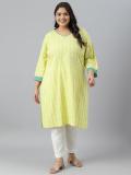 Aurelia Women Solid Straight Kurta (Yellow)