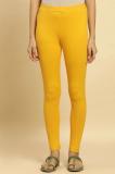 W Ankle Length Ethnic Wear Legging (Yellow, Solid)