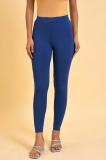 W Ethnic Wear Legging (Blue, Solid)