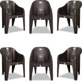 ARLAVYA Jolly Model Plastic Sofa Chair For Living Room Office Garden Home Set of 6 Plastic Living Room Chair (Finish Color - Dark Brown, Pre-assembled)