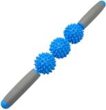 IRIS Fitness Self Massage Roller,Ergonomic Padded Grip 3 Spiky Balls Massage Stick (Blue) Massager (Blue)