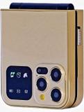 Snectian Rock Z Flip Dual Sim |Keypad Mobile| with 2.4" Display Call & SMS Indicator (Gold)