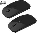 RETRACK Pack Of 2 Slim Wireless 2.4 GHz Wireless Optical Mouse (USB 3.0, USB 2.0, Black)