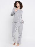 Clovia Women Solid Grey Top & Pyjama Set