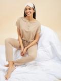 SWEET DREAMS Women Solid Beige Top & Pyjama Set