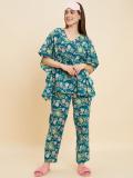 SWEET DREAMS Women Printed Green Top & Pyjama Set