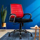 MRC Executive Chairs Blezia Ergonomic Mesh Mid back Mesh Office Arm Chair (Red, Optional Installation Available)