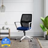 Godrej Interio Vurv Mid Back Fabric Office Arm Chair (Blue, Knock Down)